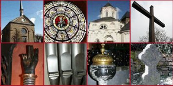 Banner des Fördervereins St. Lubentius Kobern e.V. mit 12 Fotos aus der ehem. Pfarrei Kobern