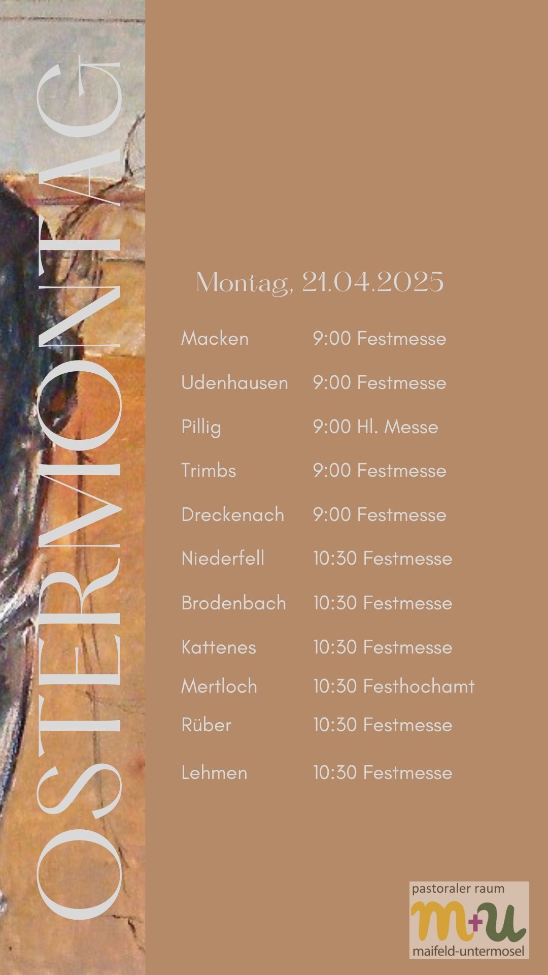 Gottesdienste am Ostermontag im Pastoralen Raum Maifeld - Untermosel
