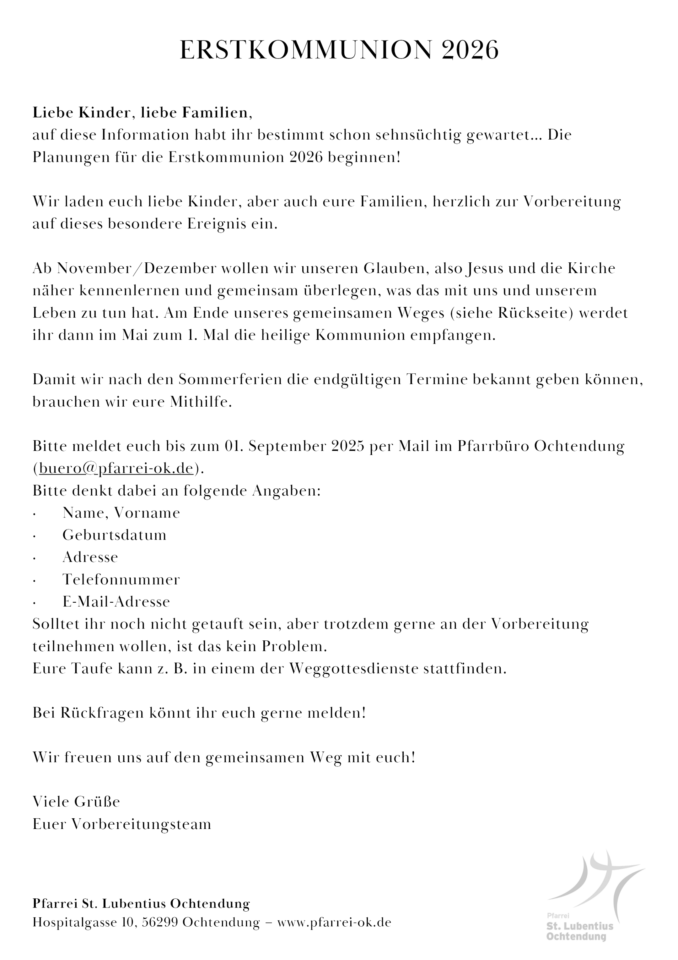 Erstkommunion - Vorbereitung