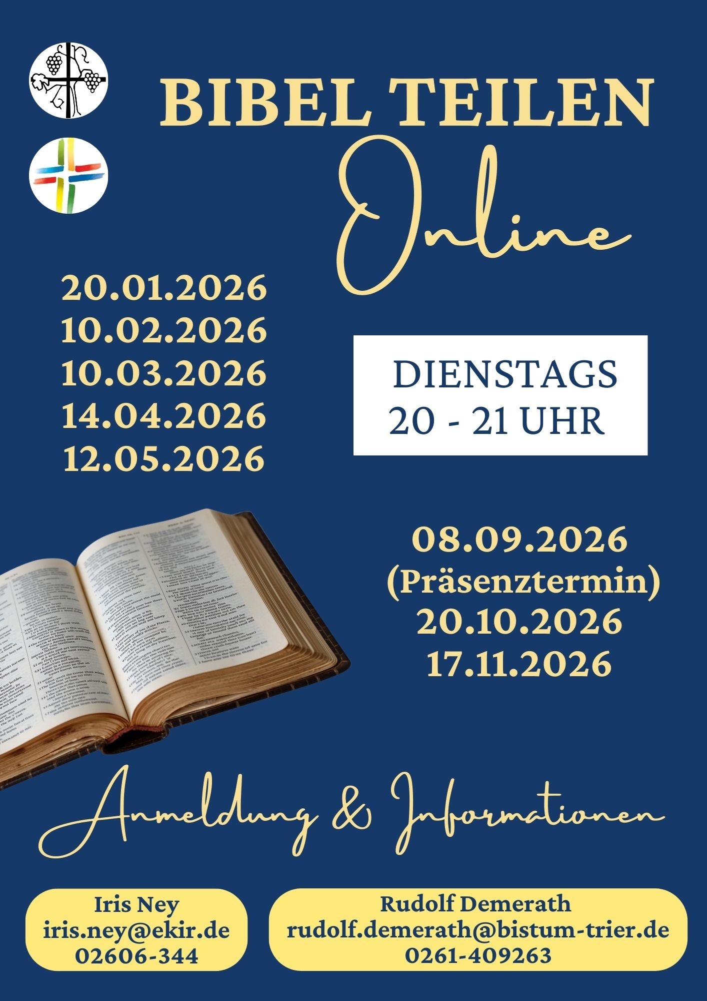 Info-Plakat Bibel teilen mit allen Terminen